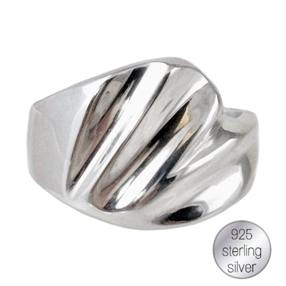 Sterling Silver Wave Ring - Vintage Taxco - Size 7